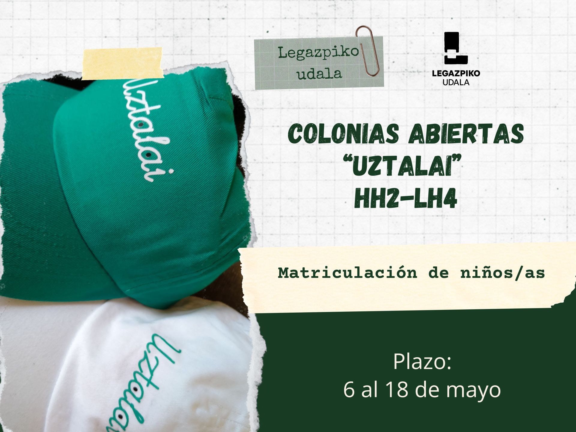 Uztalai. Ya se ha abierto el plazo de matriculación para las colonias de verano