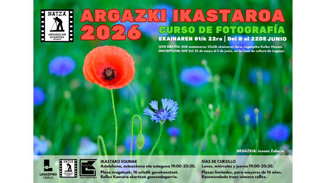 Oinarrizko argazkigintza ikastaroa Ikatza argazkilari elkartearen eskutik