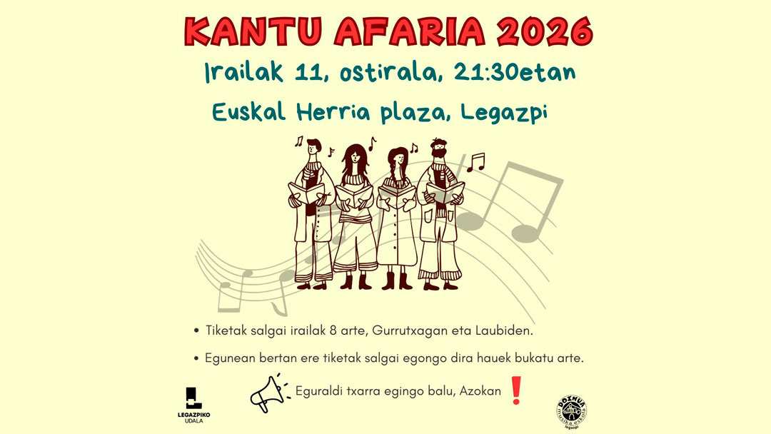 Irailaren 10era, osteguna, luzatzen da Agorreko Santikutz jaietako Kantu Afarirako txartelak erosteko aukera