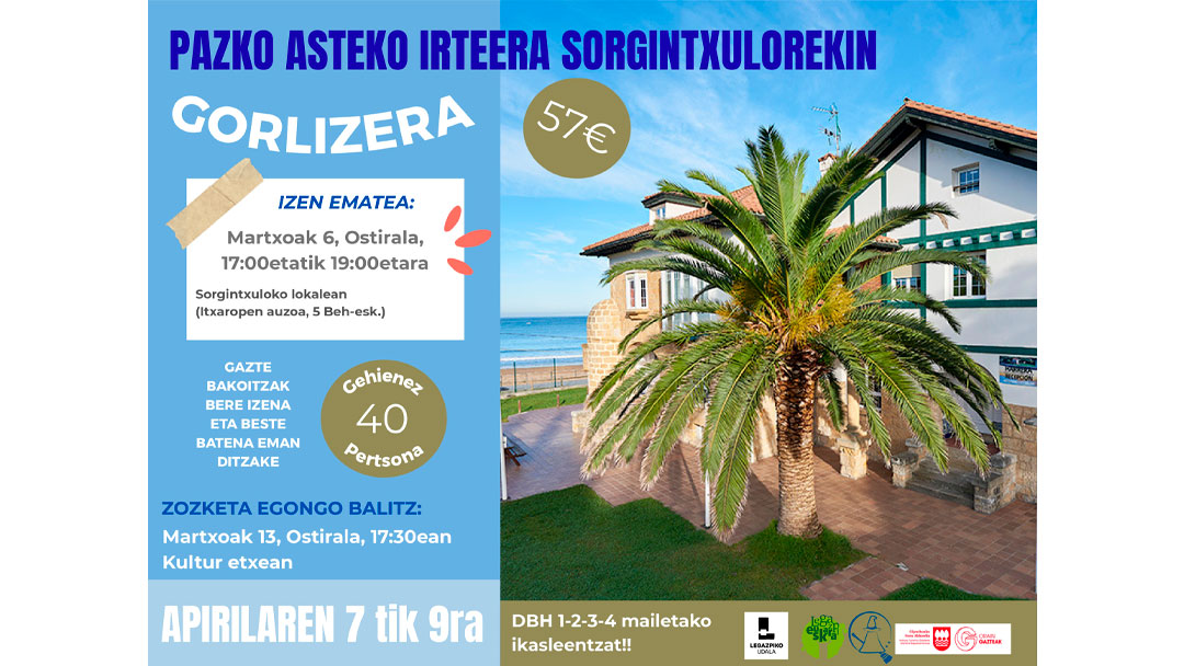 Pazko asteko irteera Gorlizera Sorgintxulo taldearekin: izen-ematea luzatu da