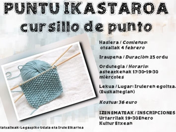 Inscripciones para el cursillo de Punto