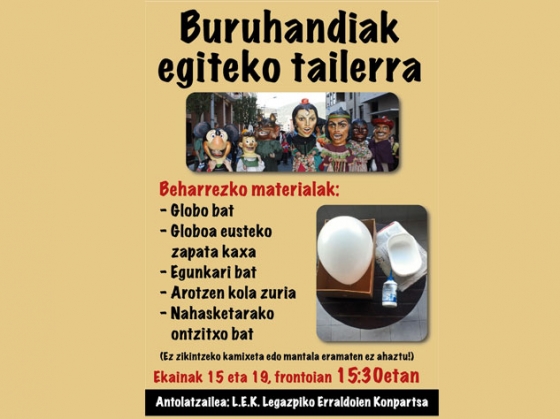 Buruhandiak egiteko tailerra ekainaren 15 eta 19an