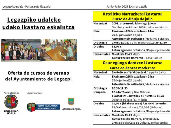 Abierto el plazo para apuntarse en los cursos de verano