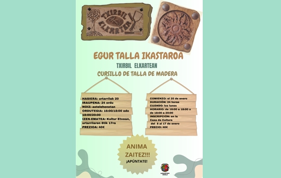 Curso de talla en madera con Txirbil Elkartea