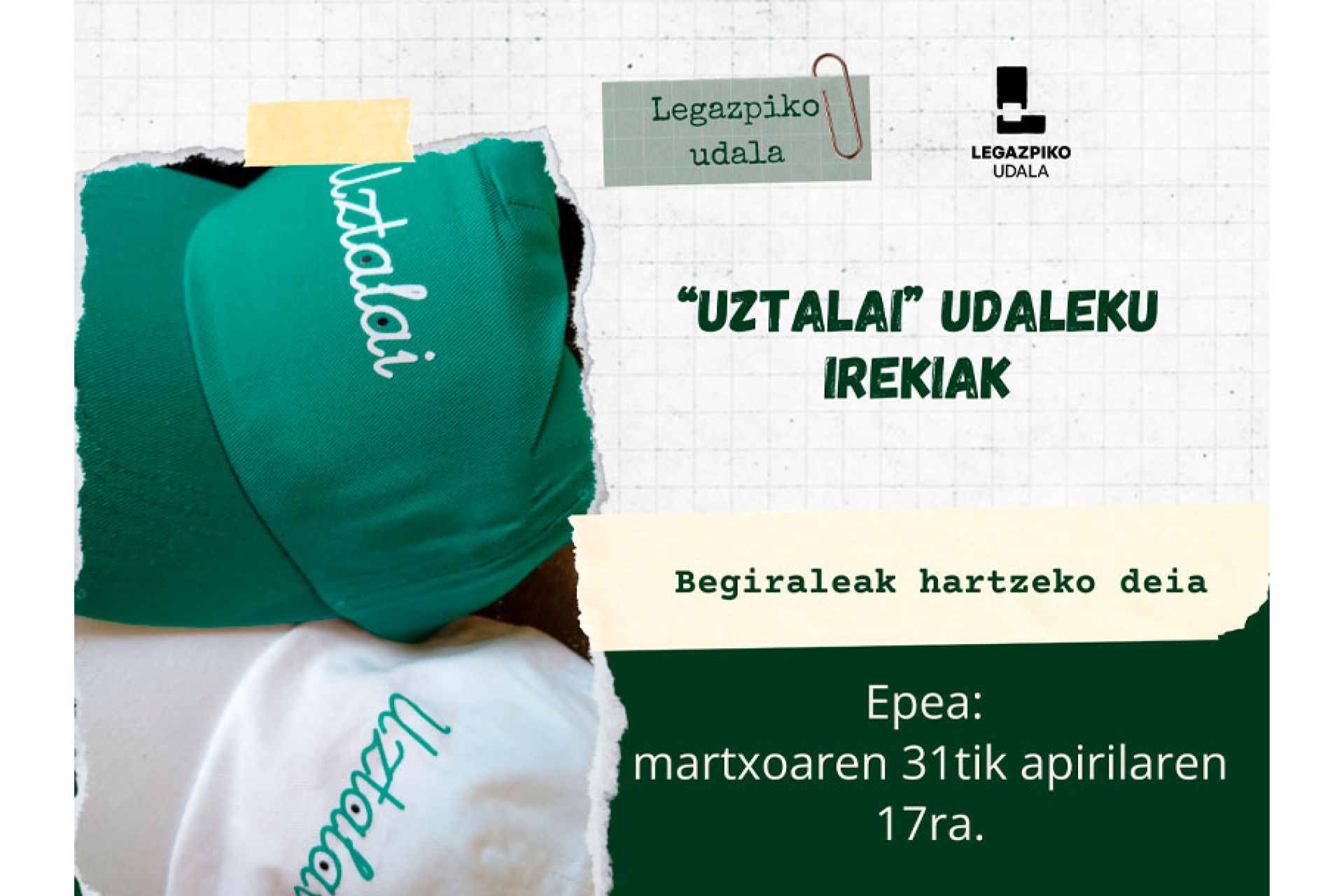 ‘UZTALAI’ udaleku irekietarako zuzendaria eta begiraleak hartzeko deialdia irekita apirilaren 17ra arte