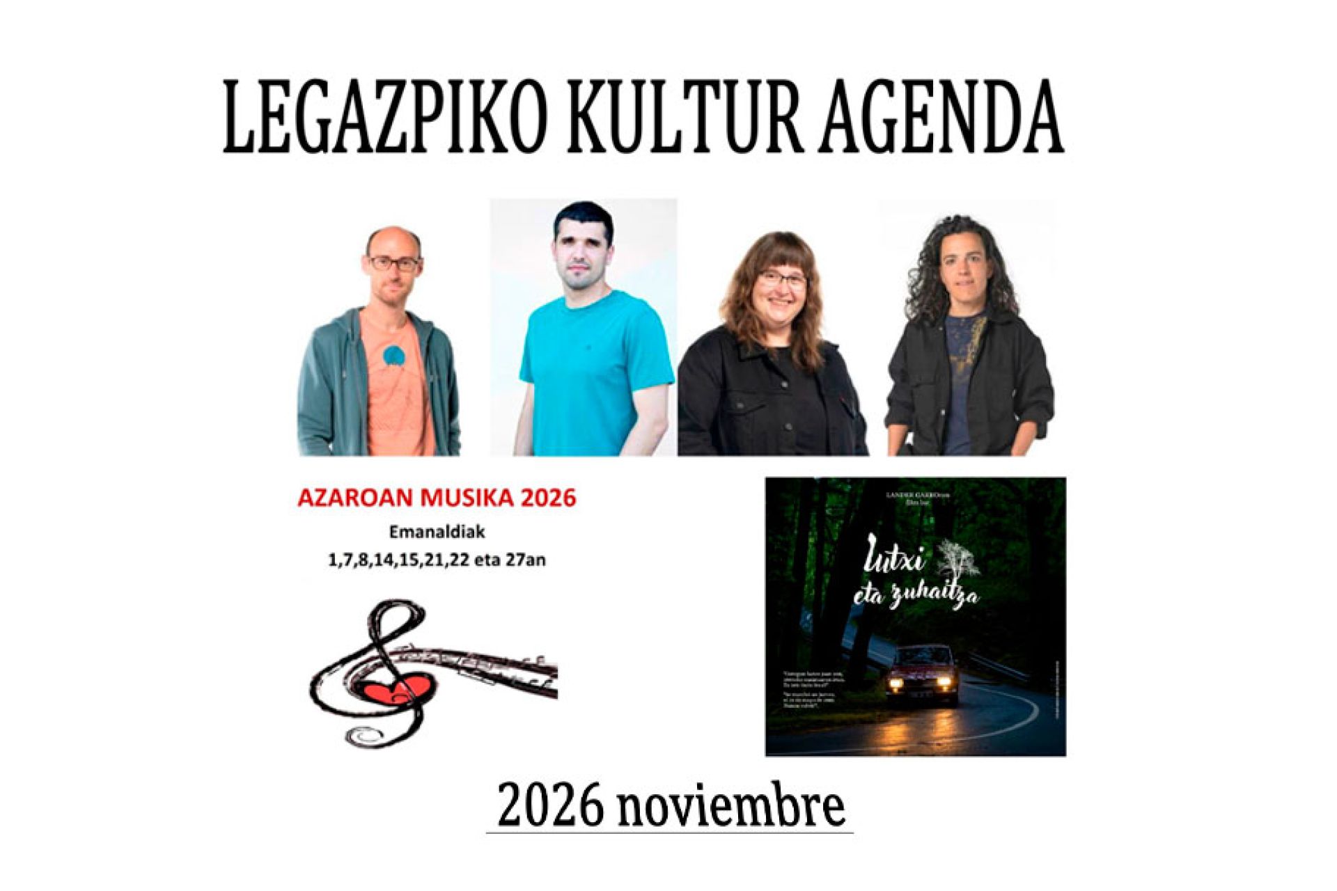 Programación cultural y actividad de KZgunea en noviembre de 2026