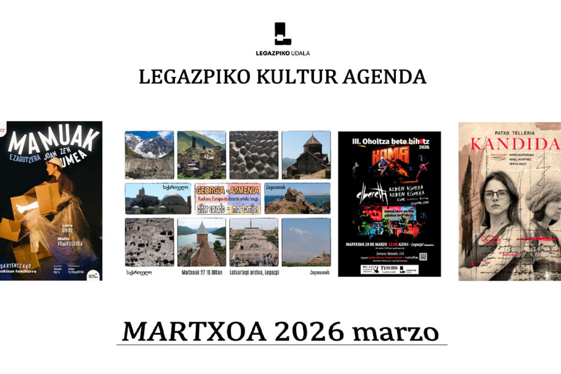 2026ko martxoko kultur egitaraua eta KZguneko eskaintza ikusgai