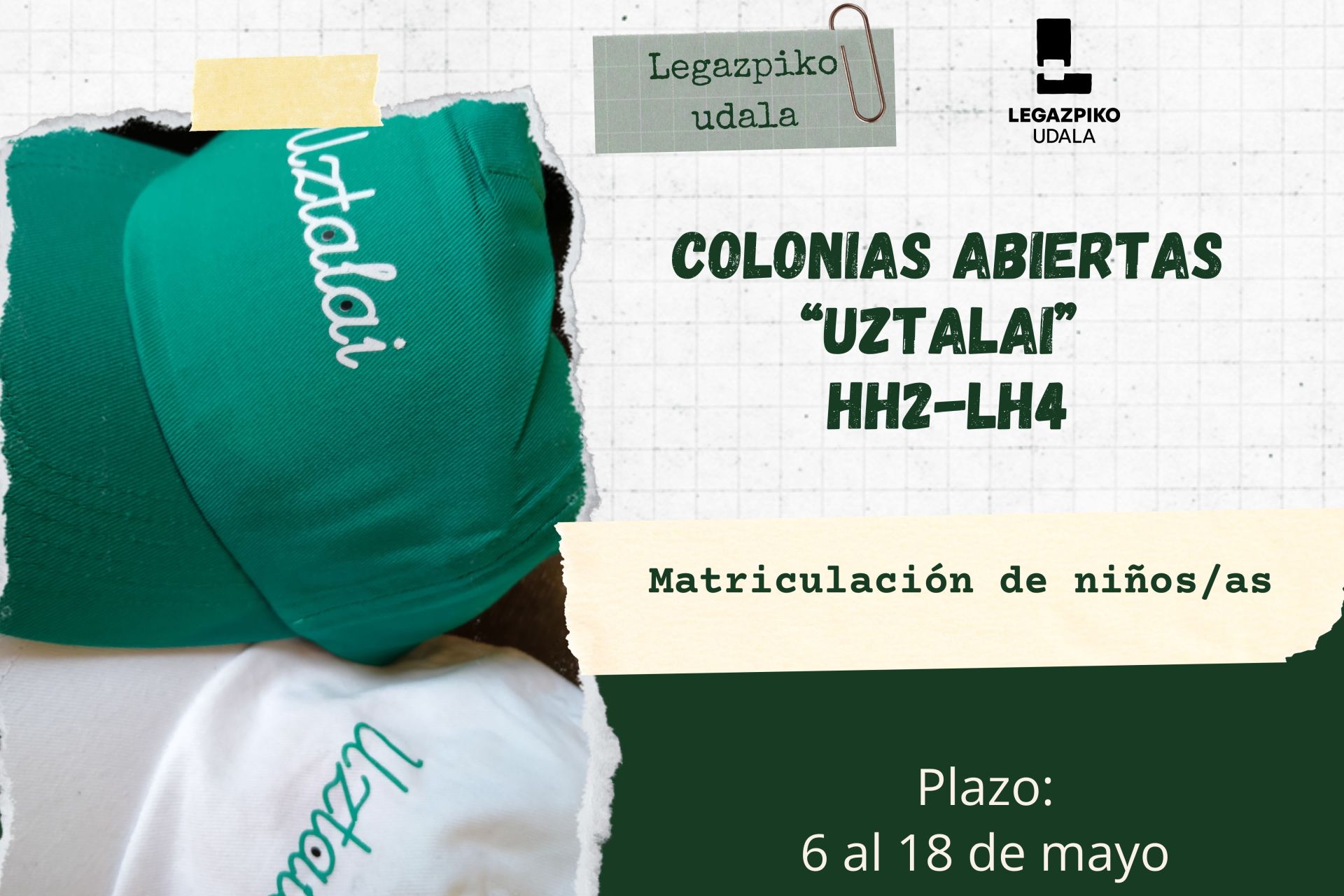 Uztalai. Ya se ha abierto el plazo de matriculación para las colonias de verano